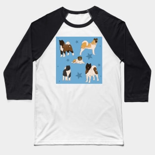 Akita American Pattern Blue Baseball T-Shirt